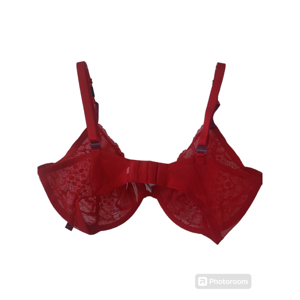 Victoria's Secret Red Lace Underwire Bra 36DDD - Picture 2 of 3